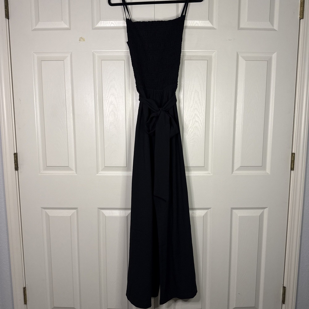 Baltic Born Vanessa Smocked Jumpsuit Black Size XL NWT Wide Leg